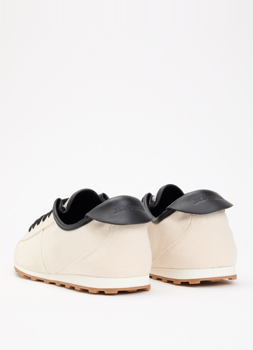 Jacquemus Les Tennis sneaker van canvas met leren details - achterkant 6 beige