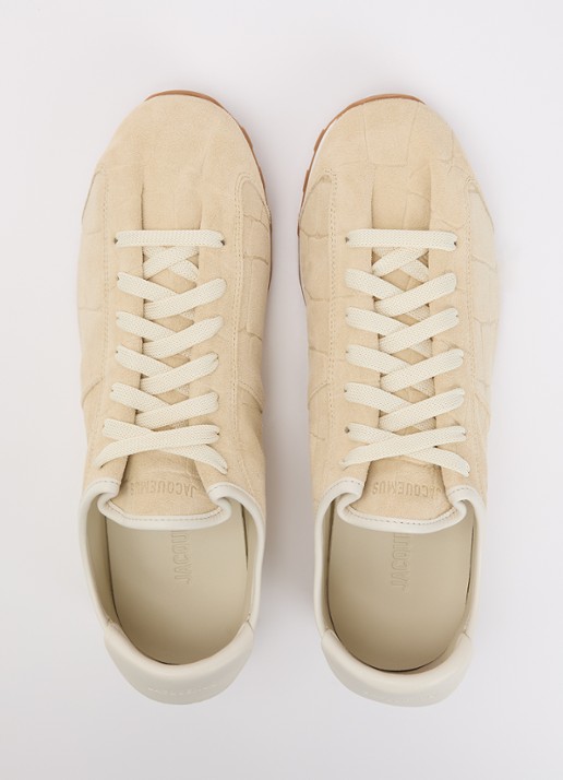 Jacquemus Les Tennis sneaker van kalfssuède met crocostructuur - detail 2 ivoor