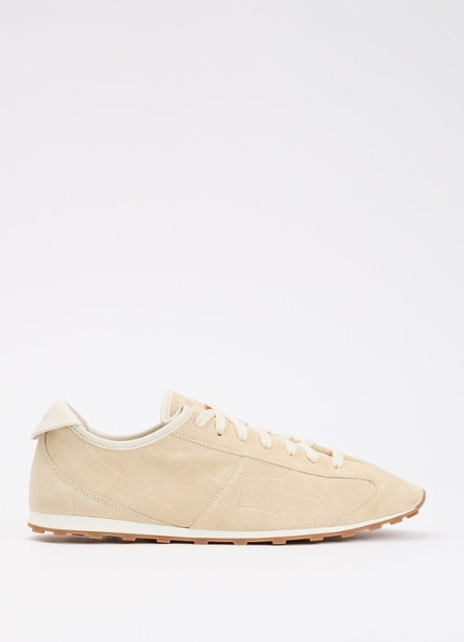 Jacquemus Les Tennis sneaker van kalfssuède met crocostructuur - voorkant 5 ivoor