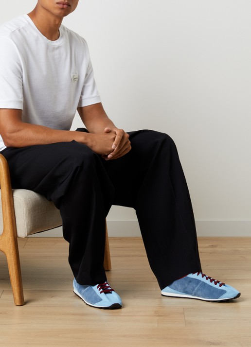 Jacquemus Les Tennis sneaker van suède met details van leer  - voorkant 6 blauw