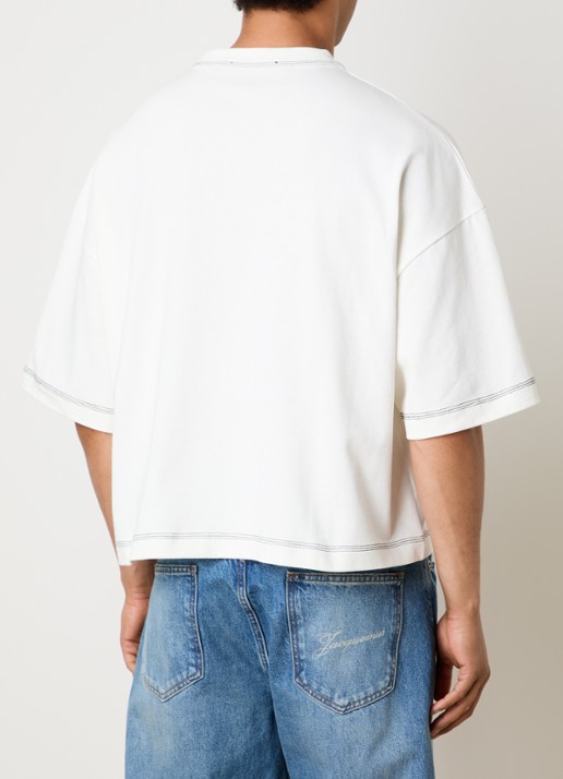 Jacquemus Letro T-shirt met logoborduring - achterkant 3 gebroken wit