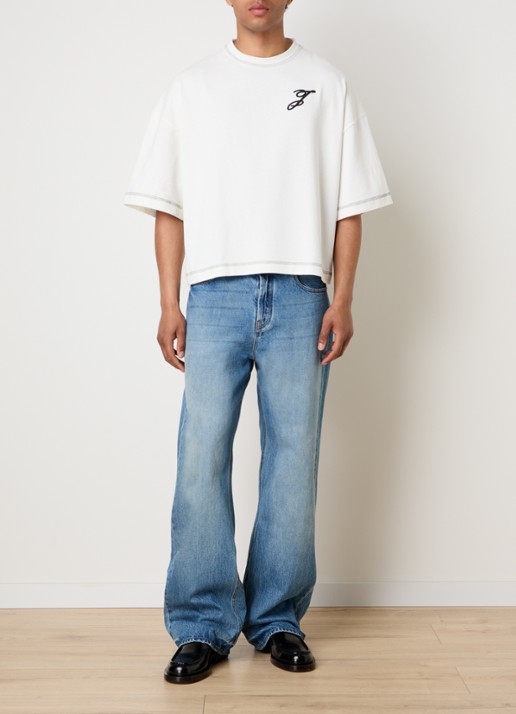 Jacquemus Letro T-shirt met logoborduring - voorkant 2 gebroken wit