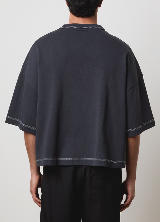 Jacquemus Letro T-shirt met logoborduring - achterkant 3 antraciet