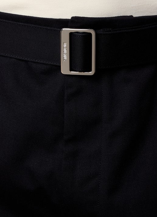 Jacquemus Loose fit cargobroek in linnenblend met ceintuur - detail 5 zwart