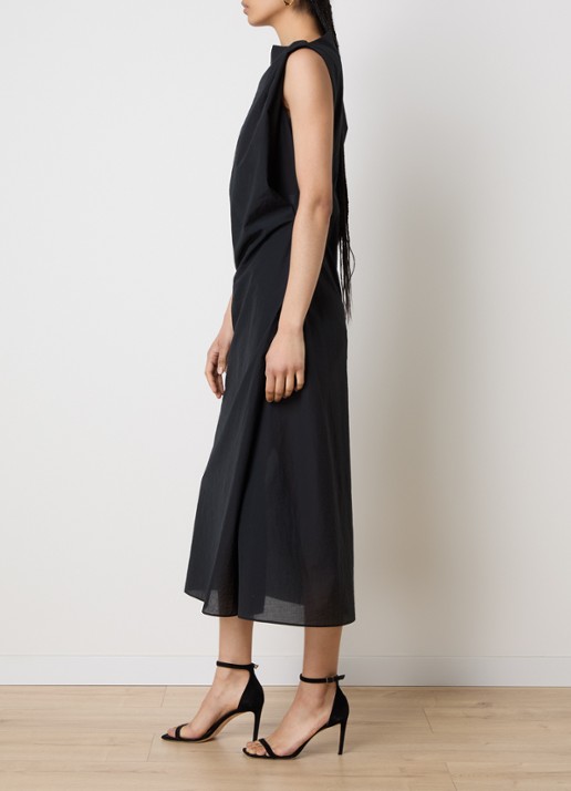 Jacquemus Midi kokerjurk met asymmetrische hals - voorkant 4 zwart