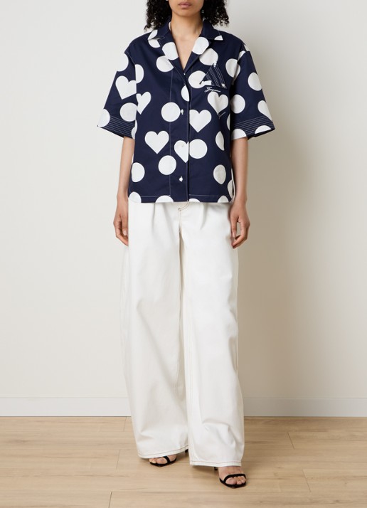 Jacquemus Oval mid waist balloon fit jeans met medium wassing - voorkant 3 gebroken wit