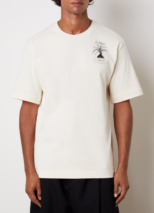Jacquemus Palmier T-shirt met logoprint - detail gebroken wit