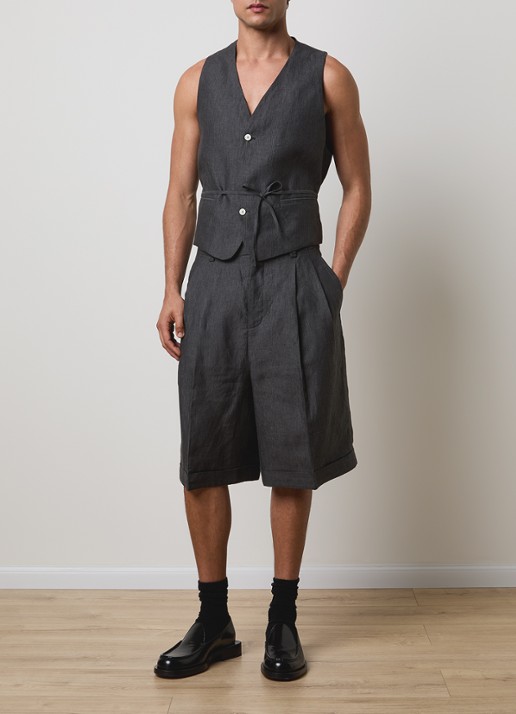 Jacquemus Paysan gilet met strikdetail - voorkant 5 donkergrijs