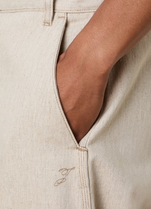 Jacquemus Paysan wide leg jeans met gekleurde wassing - detail 6 creme