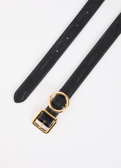 Jacquemus Regalo riem van lakleer met crocostructuur  - detail zwart