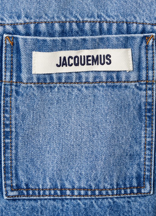 Jacquemus Regular fit overshirt van denim met logo - detail 2 indigo