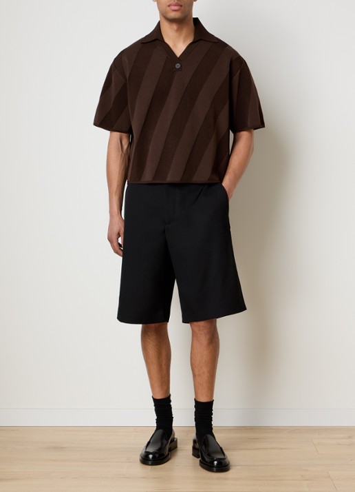 Jacquemus Regular fit polo met streepprint - voorkant 3 donkerbruin