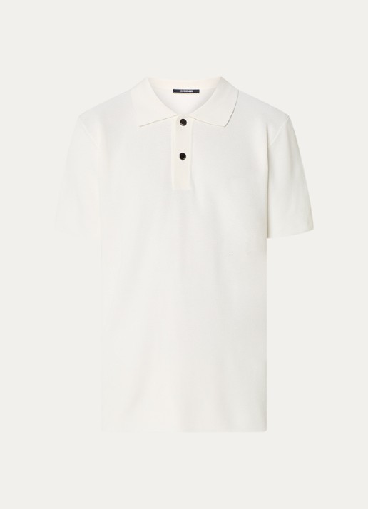 Jacquemus Regular fit polo met structuur - voorkant gebroken wit
