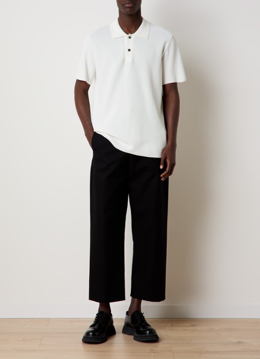 Jacquemus Regular fit polo met structuur - voorkant 2 gebroken wit