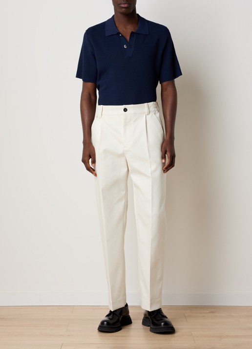 Jacquemus Regular fit polo met structuur - voorkant 2 donkerblauw