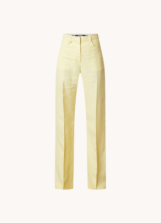 Jacquemus Sauge high waist flared fit pantalon met steekzakken - voorkant lichtgeel