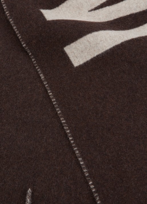 Jacquemus Sjaal van wol met franjes en logoprint 180 x 35 cm - detail 3 donkerbruin