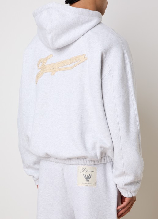 Jacquemus Sweatvest met capuchon en logoborduring - achterkant 4 grijsmele