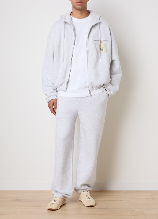 Jacquemus Sweatvest met capuchon en logoborduring - voorkant 6 grijsmele