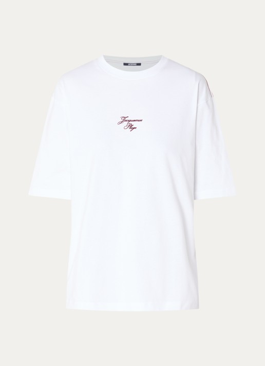 Jacquemus T-shirt met logo- en backprint - voorkant 2 rood