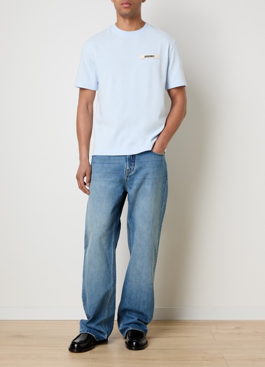 Jacquemus T-shirt met logo - voorkant 3 lichtblauw