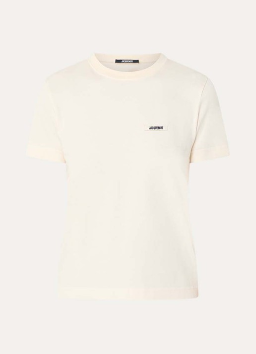 Jacquemus T-shirt met logo - voorkant creme