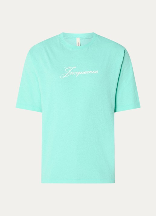 Jacquemus T-shirt met logoprint - voorkant turquoise