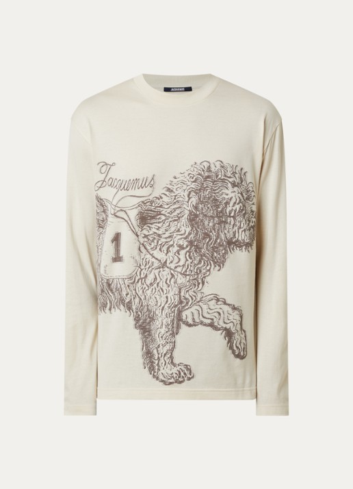 Jacquemus T-shirt met logoprint - voorkant 4 beige