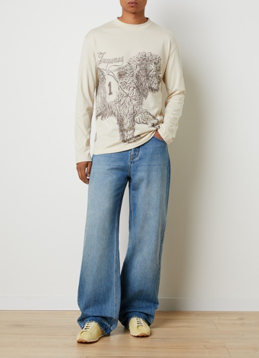 Jacquemus T-shirt met logoprint - voorkant 5 beige