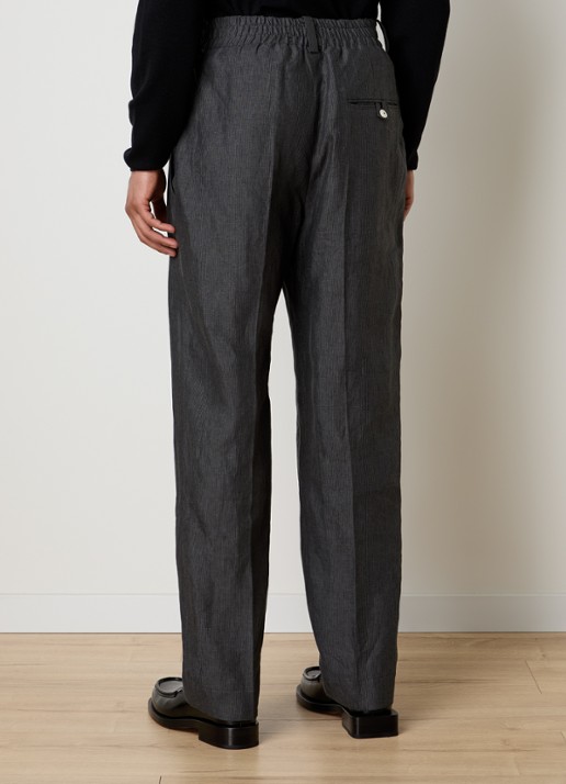 Jacquemus Tapered fit pantalon van linnen met streepprint - achterkant 4 donkergrijs