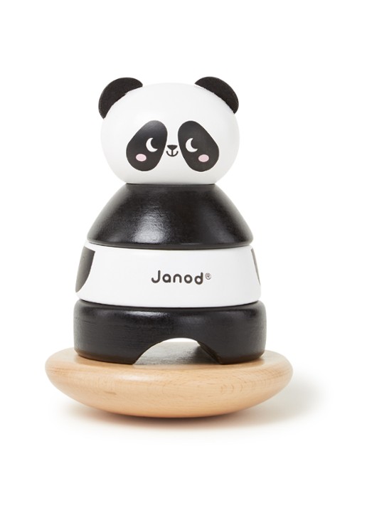 Janod Stapeltuimelaar panda 15 cm - voorkant 2 zwart