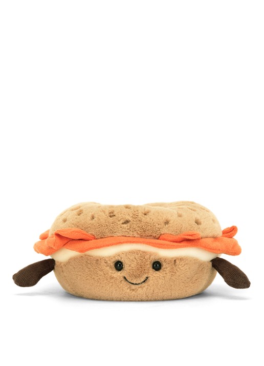 Jellycat Amuseables Bagel knuffel 7 cm - detail beige