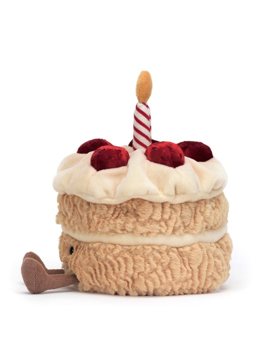 Jellycat Amuseables Birthday Cake knuffel 16 cm - detail 3 bruin