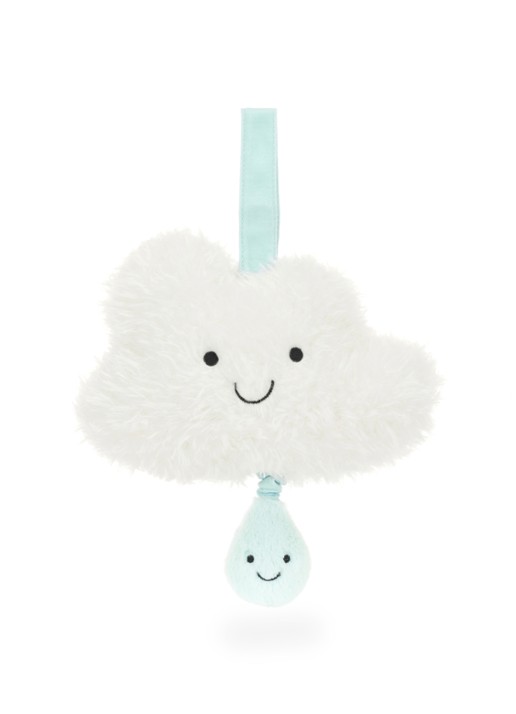 Jellycat Amuseables Cloud Musical Pull knuffel 27 cm - voorkant wit