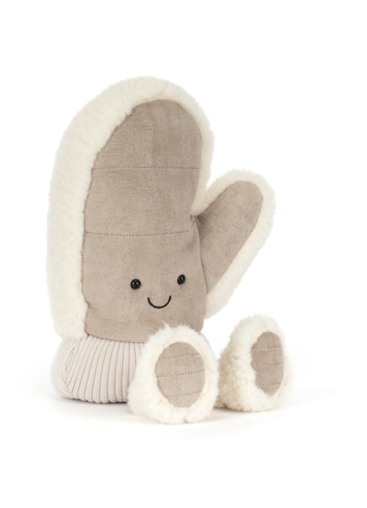 Jellycat Amuseables Fitswell Mitten knuffel 27 cm - voorkant 2 grijs