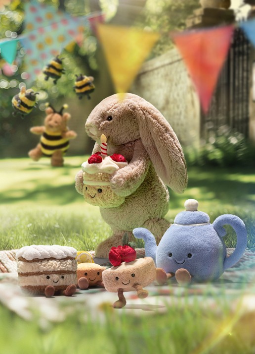 Jellycat Amuseables Fleurette Tarte Aux Fraises 11 cm - voorkant 2 multicolor