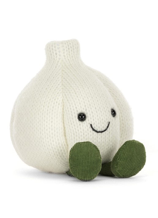 Jellycat Amuseables Garlic knuffel 15 cm - voorkant gebroken wit