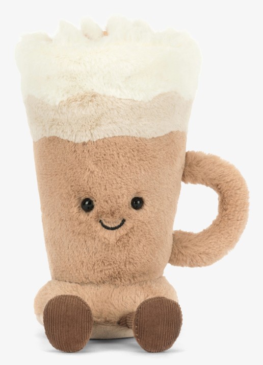 Jellycat Amuseables Latte knuffel 18 cm - voorkant bruin