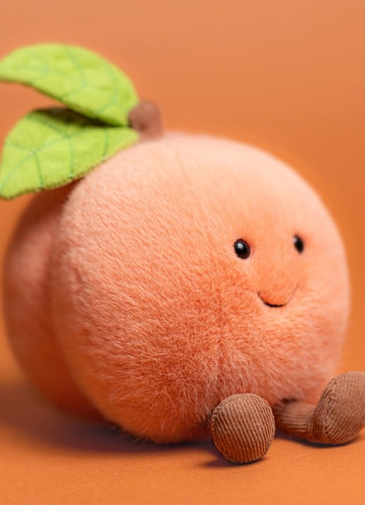 Jellycat Amuseables Peach knuffel 14 cm  - detail 5 oranje