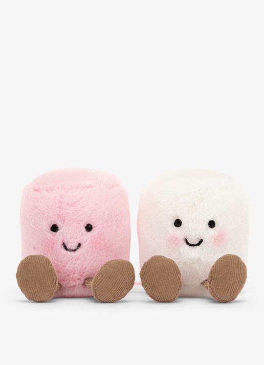 Jellycat Amuseables Pink and White Marshmallows knuffel 9 cm - voorkant multicolor