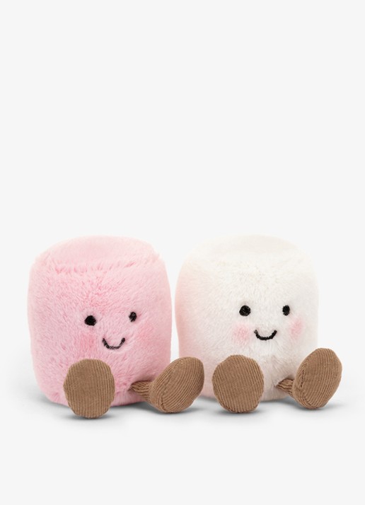 Jellycat Amuseables Pink and White Marshmallows knuffel 9 cm - voorkant 2 multicolor
