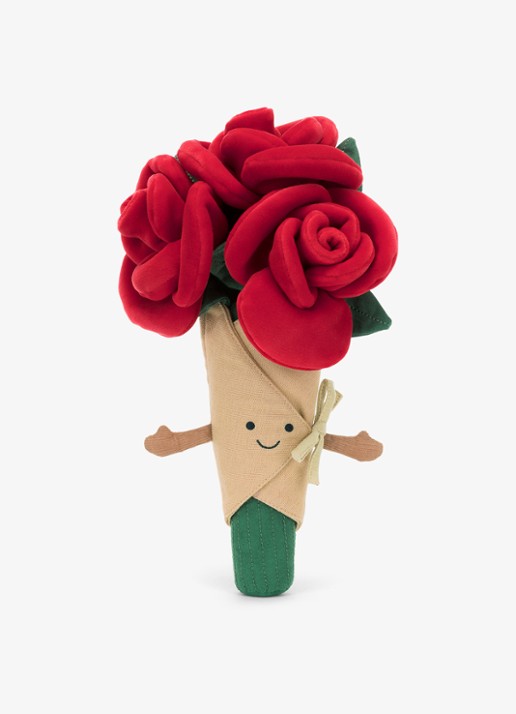 Jellycat Amuseables Rose Bouquet knuffel 30 cm - voorkant 7 multicolor