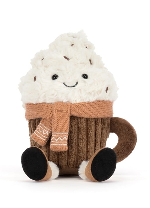 Jellycat Amuseables Scarffles Hot Chocolate knuffel 19 cm