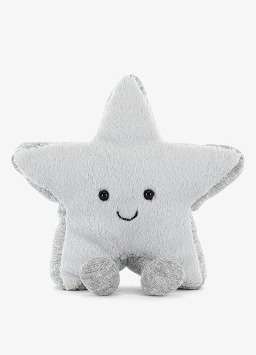 Jellycat Amuseables Silver Star knuffel 17 cm - voorkant 4 lichtgrijs