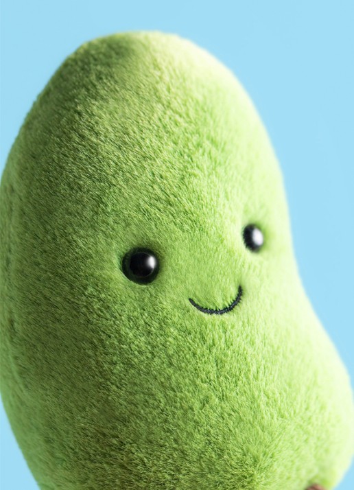 Jellycat Amuseables Soyella Edamame Bean knuffel 10 cm - voorkant 2 groen