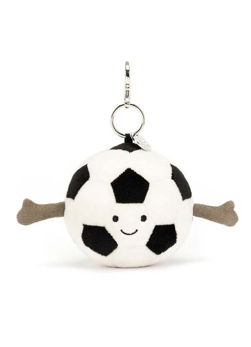 Jellycat Amuseables Sports Football Bag Charm tasbedel - voorkant 2 gebroken wit