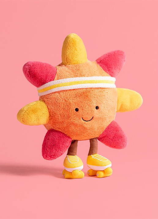 Jellycat Amuseables Sun 'Roller Skates' knuffel 24 cm - voorkant 2 multicolor