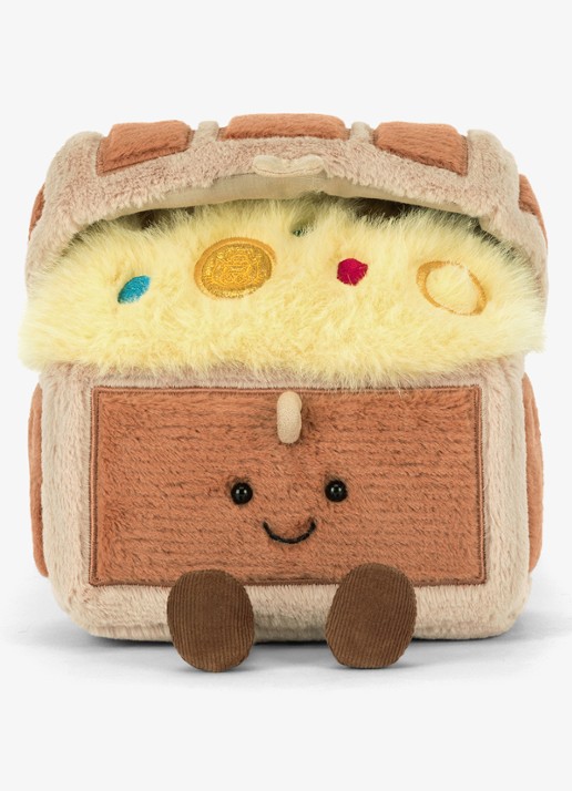 Jellycat Amuseables Treasure Chest knuffel 19 cm - detail 3 bruin