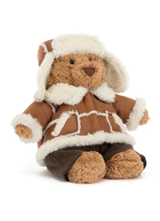 Jellycat Bartholomew Bear 'Alpine' Outfit knuffel 26 cm - detail beige