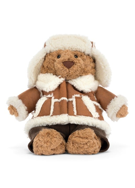 Jellycat Bartholomew Bear 'Alpine' Outfit knuffel 26 cm - voorkant 3 beige